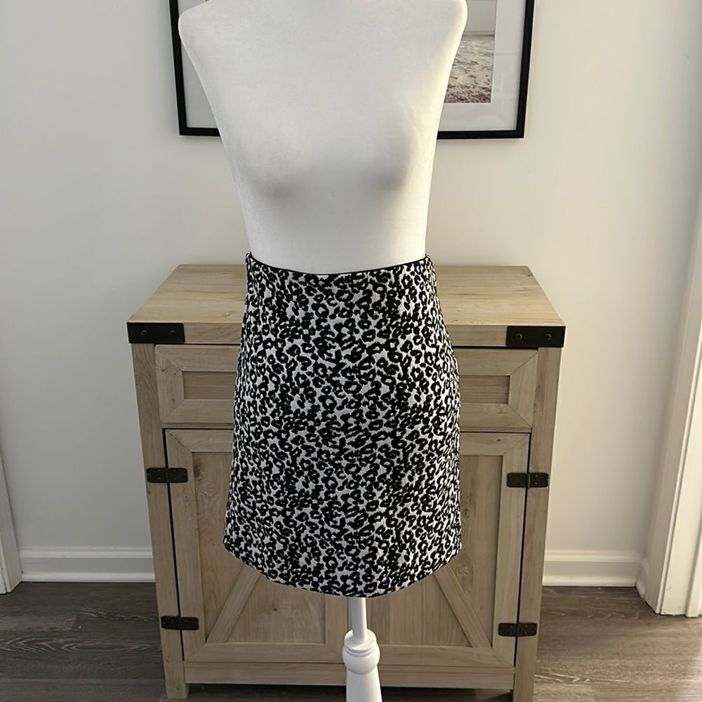 Express High Rise Textured Leopard Skirt